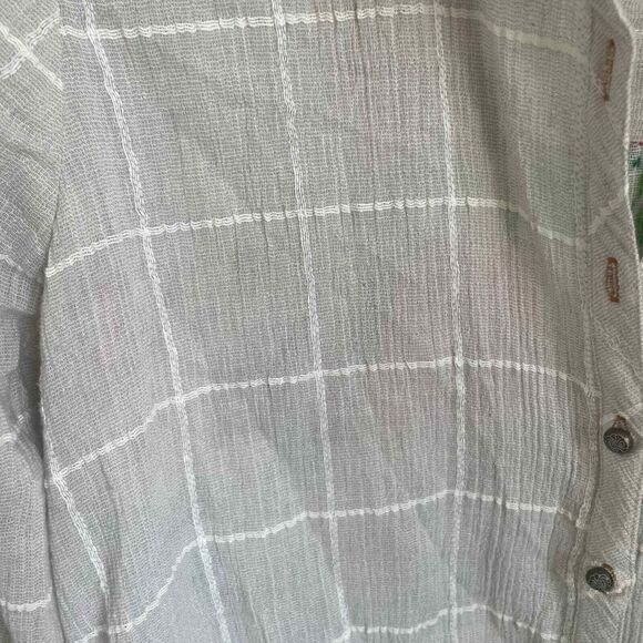 Soft Surroundings Gauze Cream Button Up Shirt Floral Cotton Rayon Size Small - Picture 6 of 7